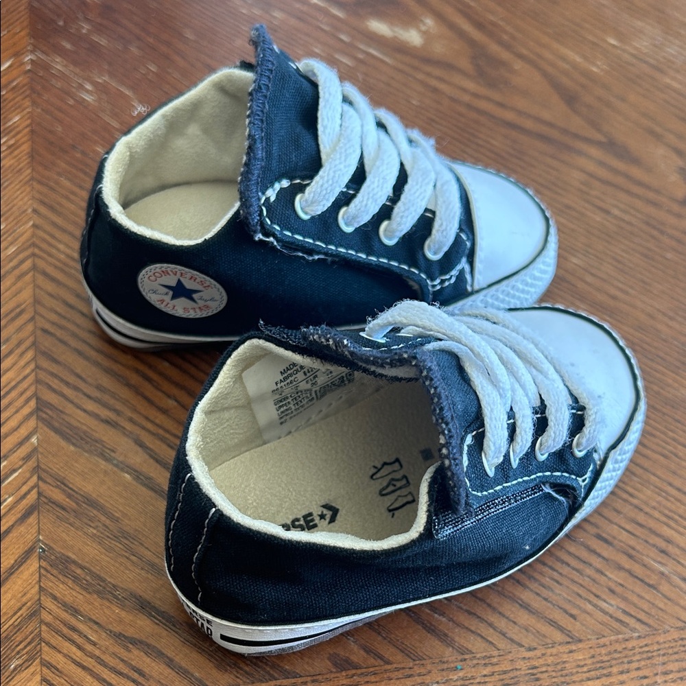 Converse Kids Black Low-Top Canvas Sneakers with White Trim